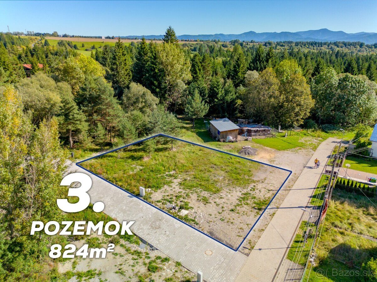 Predám slnečný stavebný pozemok s výmerou 824 m² pár metrov 