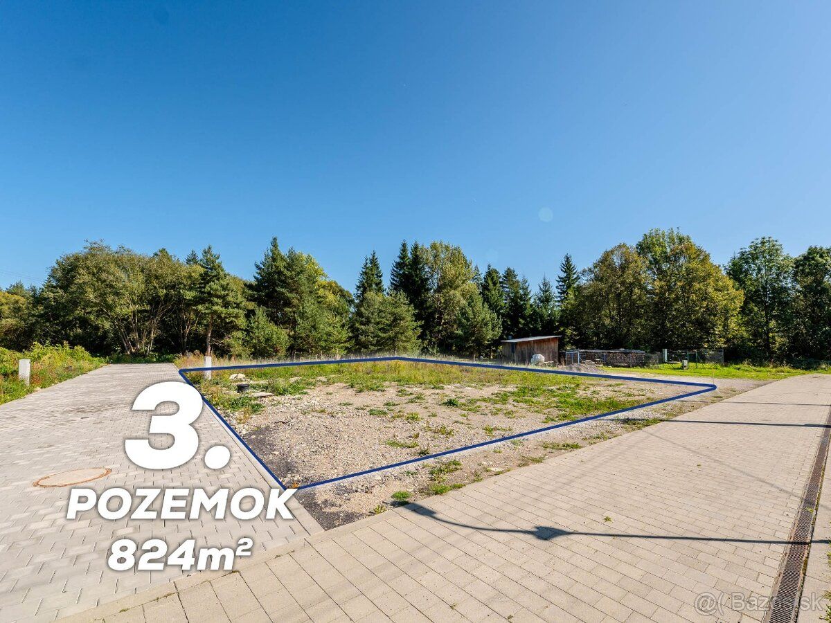 Predám slnečný stavebný pozemok s výmerou 824 m² pár metrov 