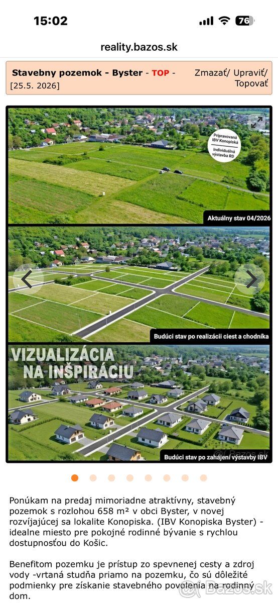 Na predaj mierne svahovitý pozemok v obci Sady nad Torysou, 
