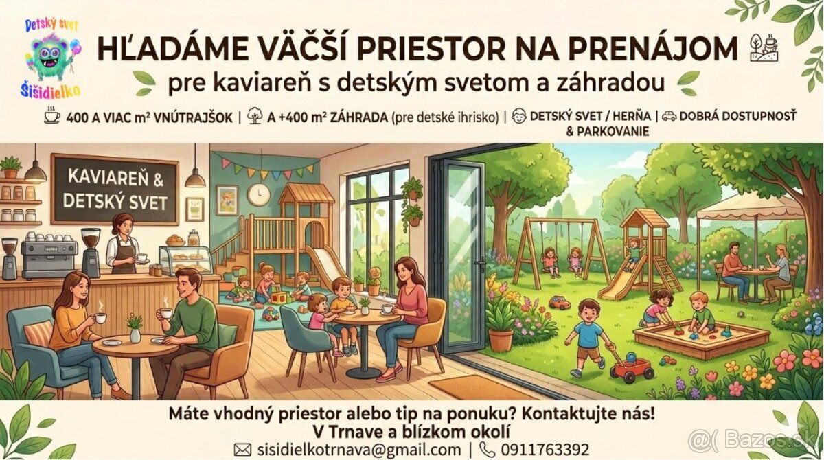 Čo presne hľadáme? Lokalita: Trnava a blízke okolie 📍 Vnútor