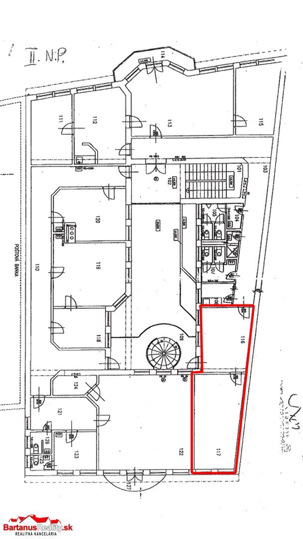 Ponúkame na prenájom kancelárie č. 116 ( 17,27m2) a 117 (23,