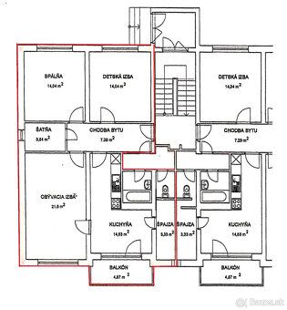 Ponúkame na predaj veľký 3-izbový tehlový byt o výmere 87 m²