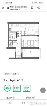 Ponukame na prenajom 2i byt na 2-3 mesiace v Dunajskej Luzne