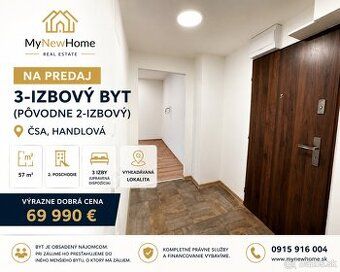 🏡 NA PREDAJ – PRIESTRANNÝ 3-IZBOVÝ BYT (PÔVODNE 2-IZBOVÝ) VO