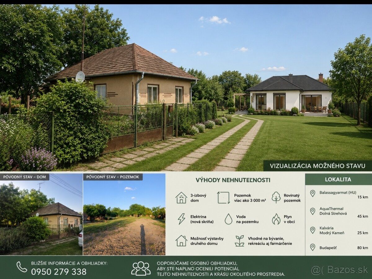 🏡 RODINNÝ DOM NA REKONŠTRUKCIU S POZEMKOM VIAC AKO 3 000 m² 
