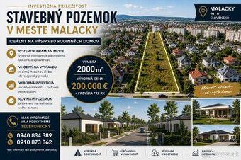 Ponúkame na predaj pozemok v širšom centre Malaciek na križo