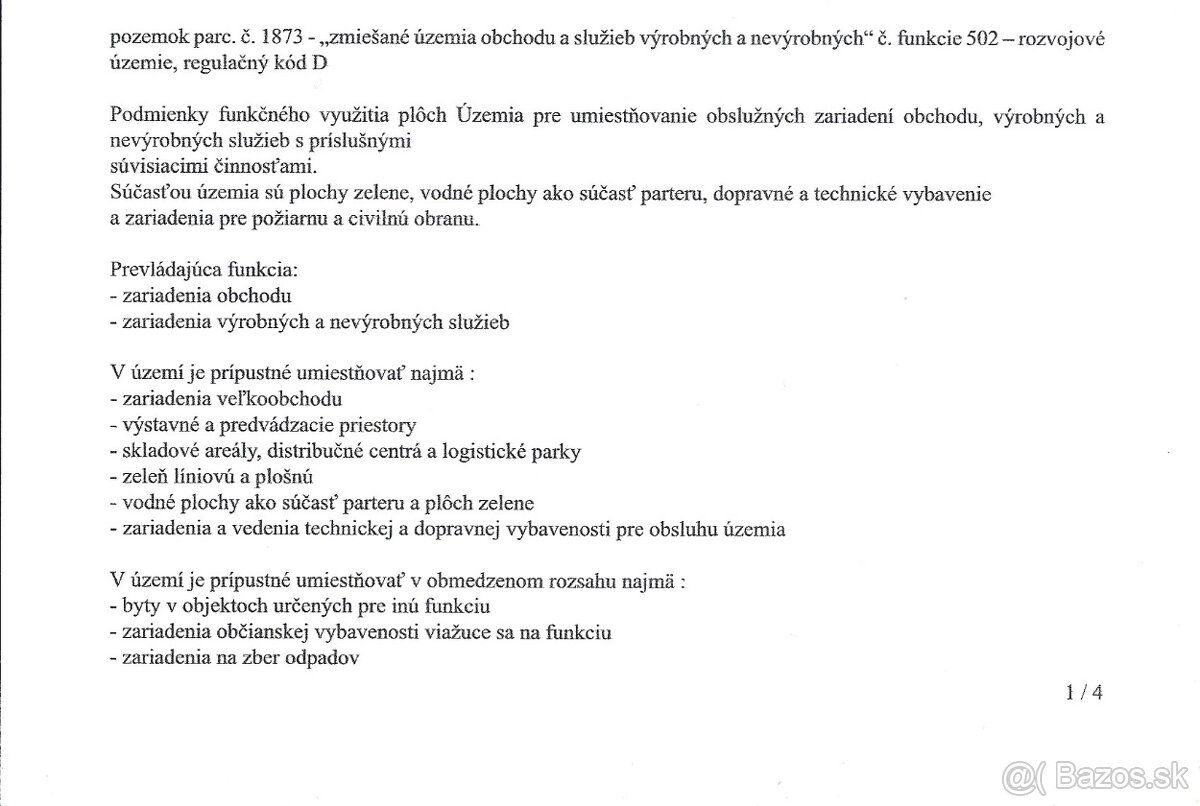deálny na reparcelizáciu a developerský projekt
Spoločnosť S