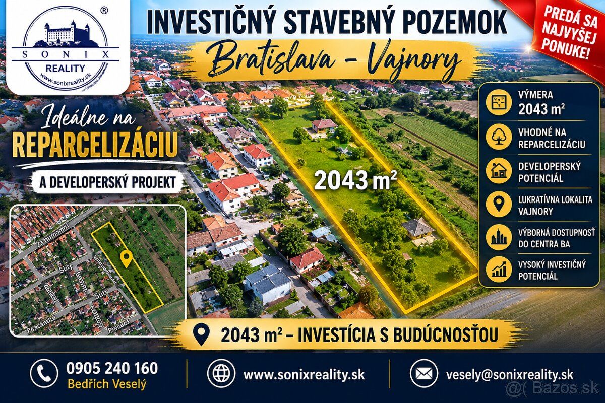 deálny na reparcelizáciu a developerský projekt
Spoločnosť S