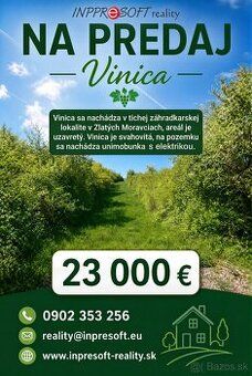 Ponúkame na predaj vinicu o výmere 926m2. Vinica sa nachádza