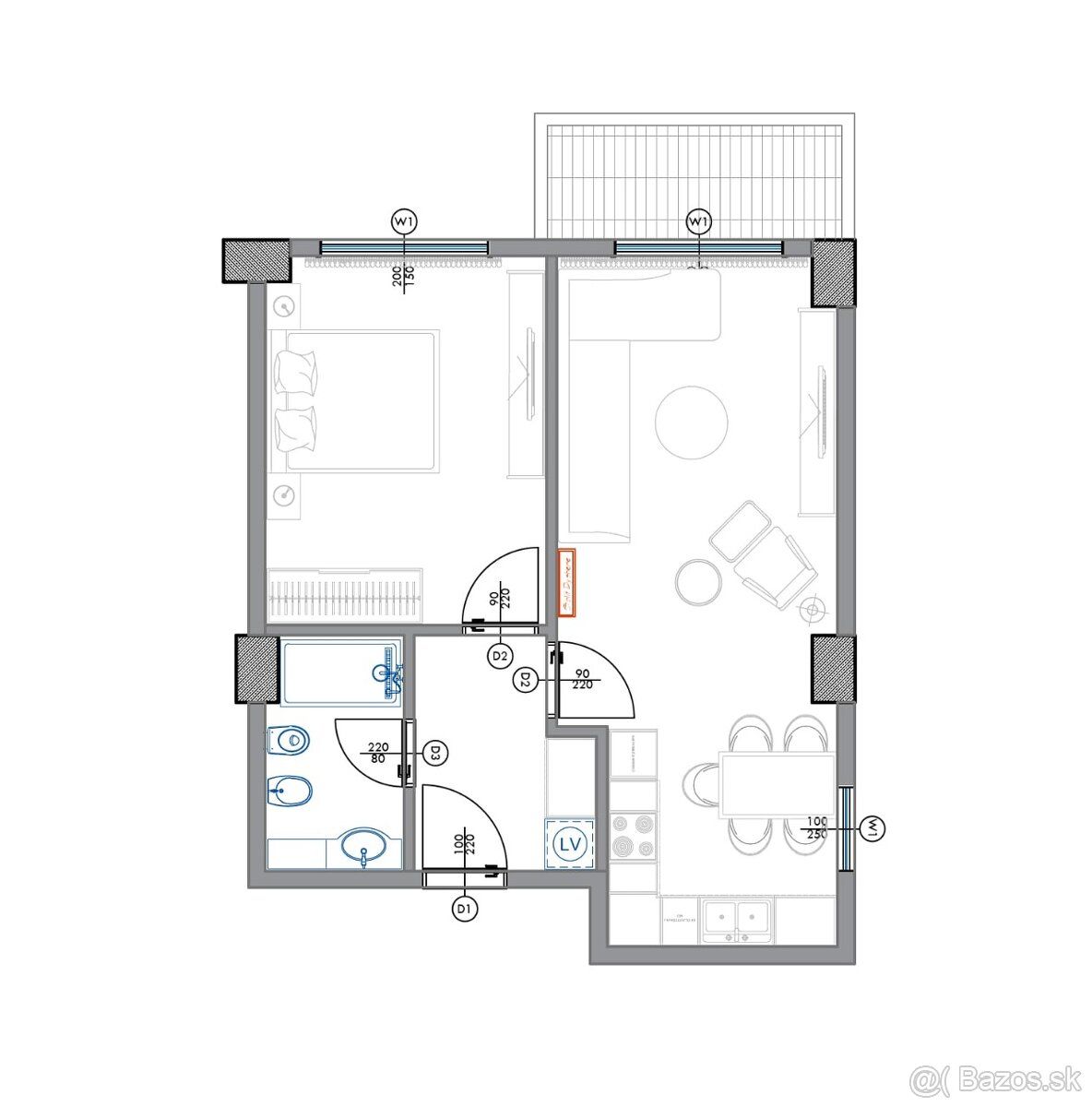1+1 apartmány v 1. línii projektu Palm Residence (Qerret)🏖 ​