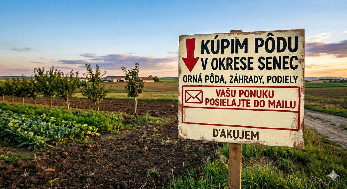 Mám záujem o kúpu ornej pôdy, záhradky, pozemku, prípadne za