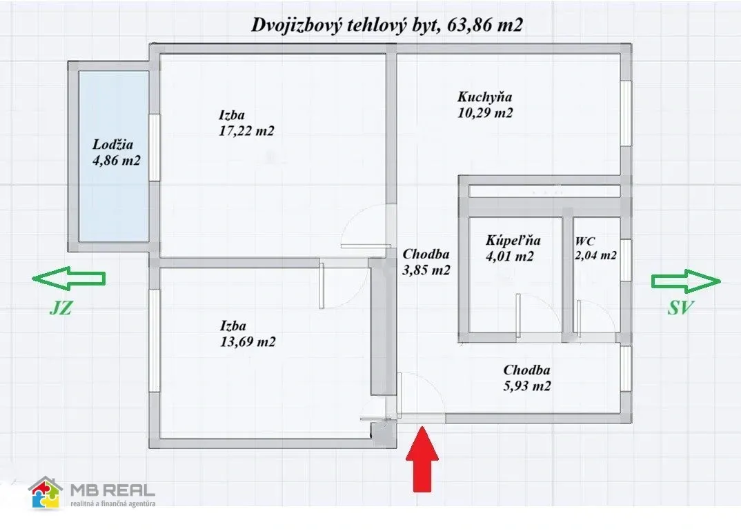 Ponúkam na predaj 2 izbový tehlový byt s lodžiou v Žiari nad