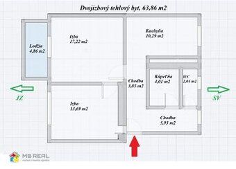 Ponúkam na predaj 2 izbový tehlový byt s lodžiou v Žiari nad