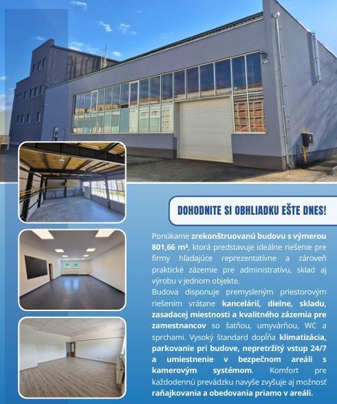 Offer for rent of operational - administrative building in Nitra