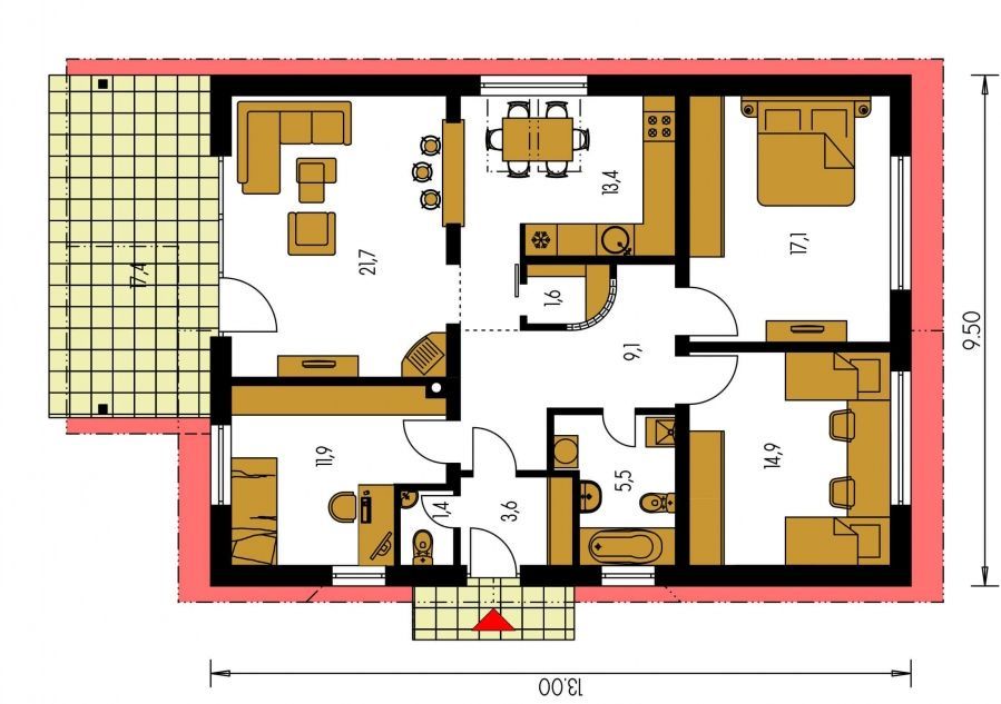 We offer for sale a rough construction of a family house on land in 