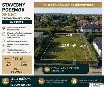 Ponúkame Vám na predaj pozemok - pre rodinné domy Senec, Bra