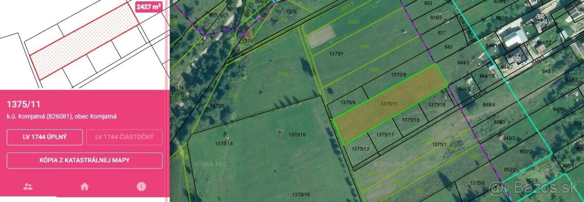 Predám stavebný pozemok v obci Komjatná vzdialenej 13km od R