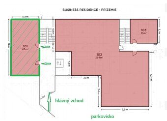 Modern building with its own parking lot and barrier-free access