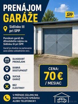 dám do prenájmu garáž sidl.III oproti Laborecka 8, Humenne e