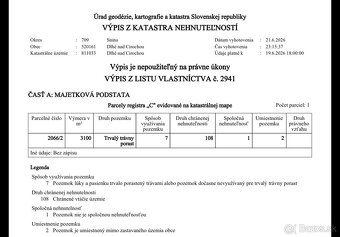 Ponúkame na predaj pozemok o výmere 3 100 m² v katastrálnom 