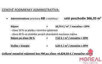 Ponúkame Vám na prenájom administratívne priestory v lokalit