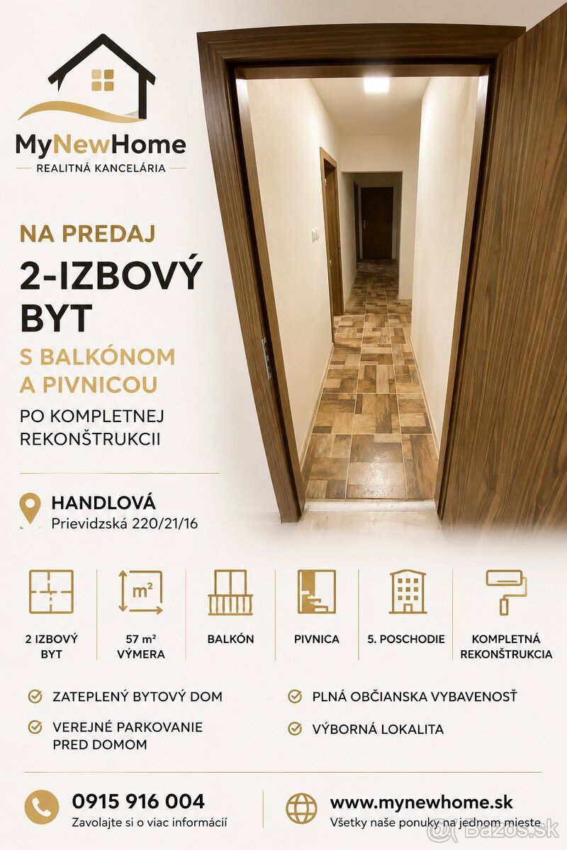 🏡 NA PREDAJ – 2-IZBOVÝ BYT S BALKÓNOM PO KOMPLETNEJ REKONŠTR
