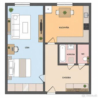 For sale sunny 1-bedroom apartment of 36 m² in quiet location