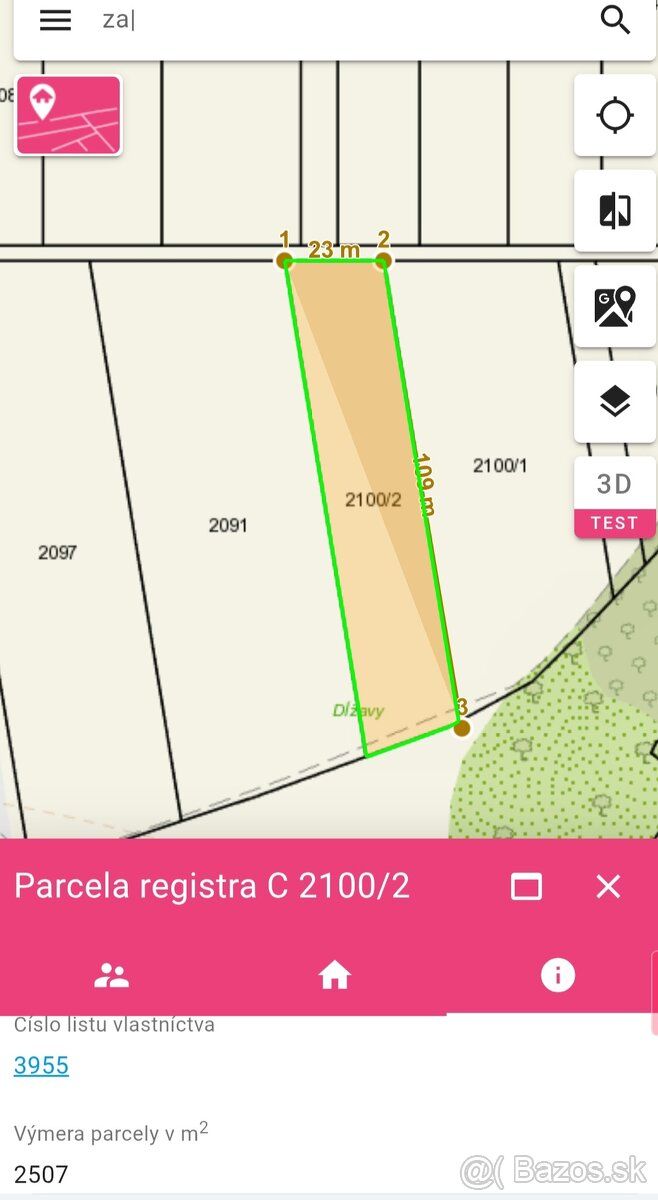 Rozloha pozemku je 2507m². Územným plánovaním určený na stav