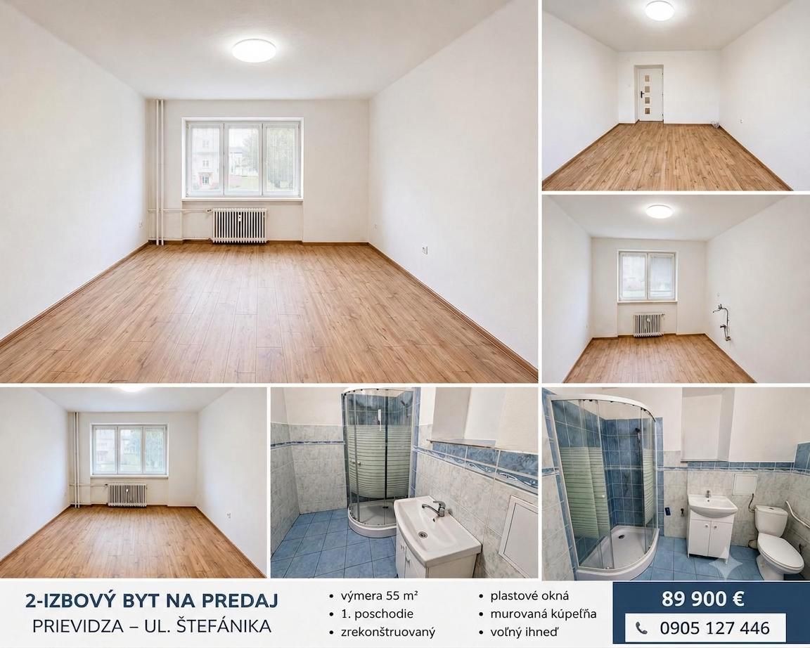 Ponúkam na predaj 2-izbový byt s rozlohou 55 m², situovaný v
