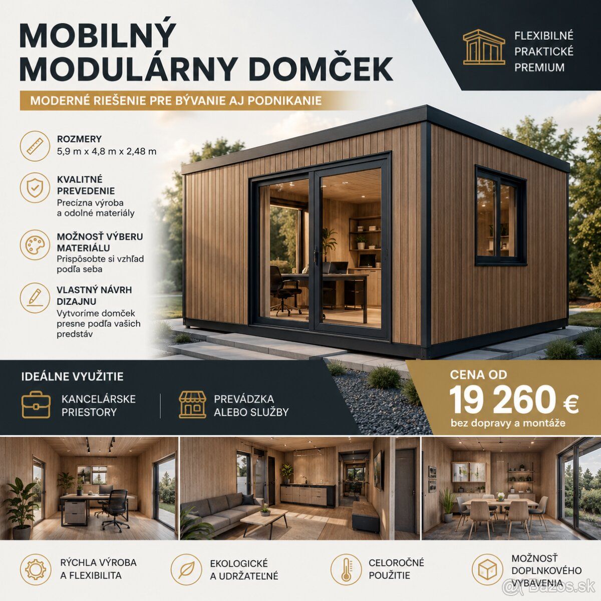 Ponúkame na predaj modulové domy vhodné na kancelárske pries