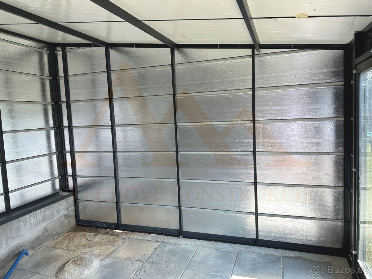 Nový zateplený záhradný domček 6x4m s prístreškom 2x4m, pult