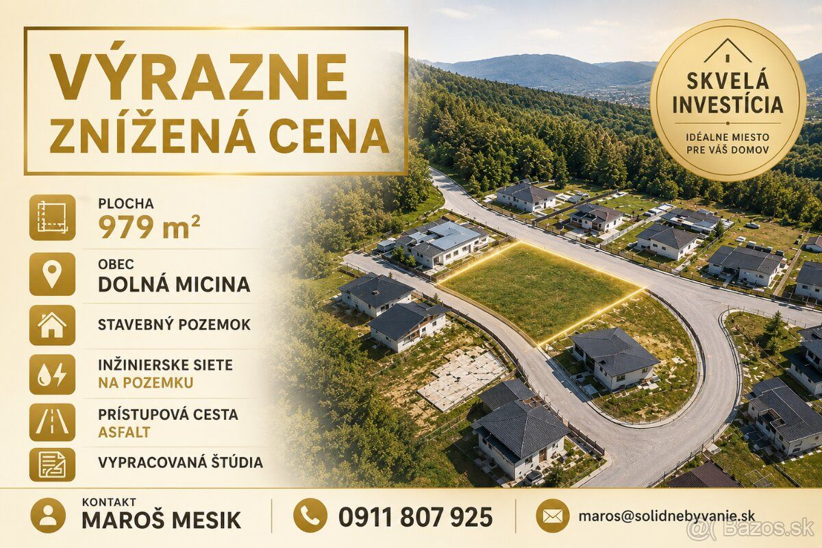 Ponúkame na predaj atraktívny slnečný stavebný pozemok v obľ