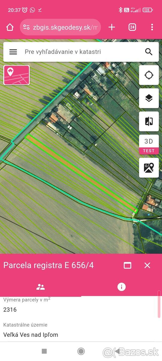 Predám krásny rovinatý pozemok s rozlohou 2316m2, vhodný na 