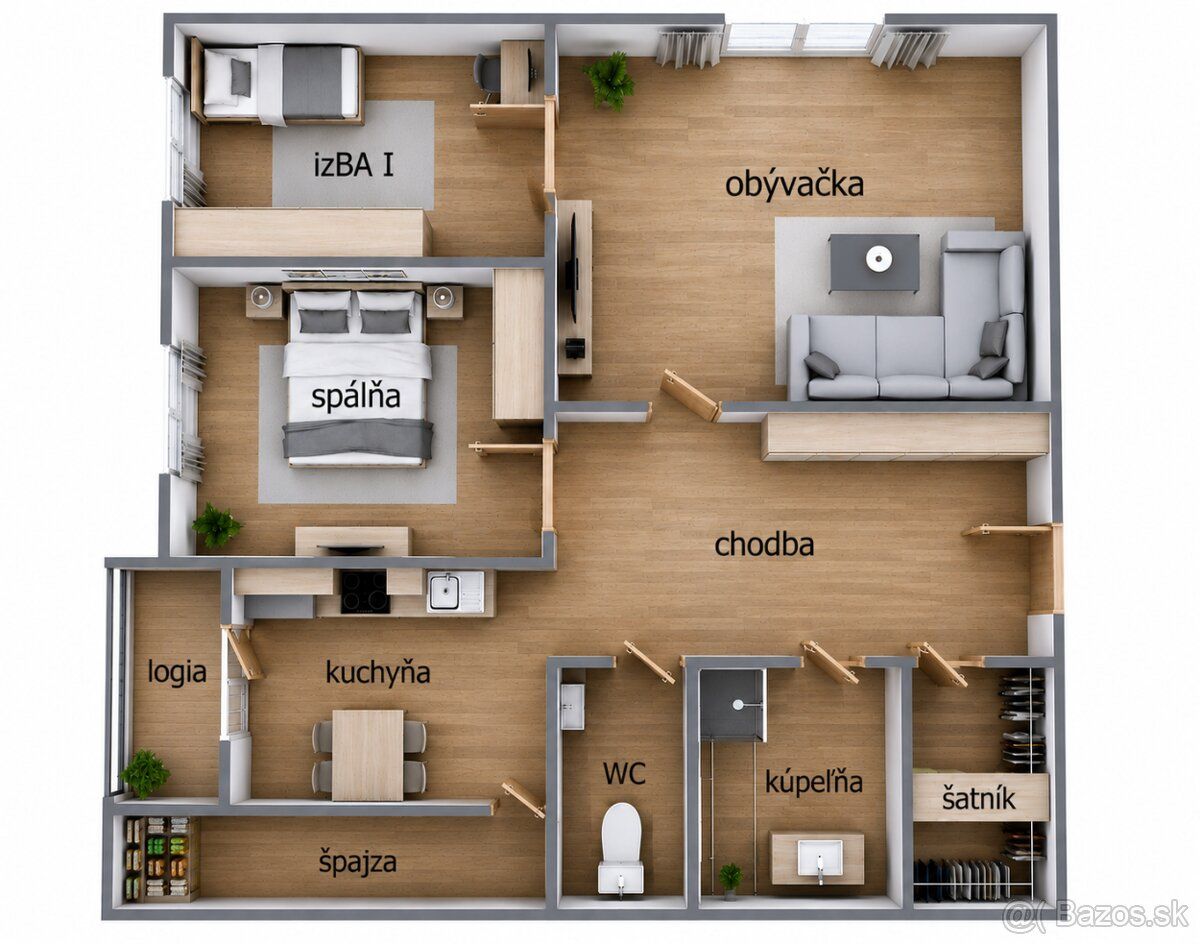 VM REALITY exkluzívne ponúka na predaj 3 izbový byt s loggio