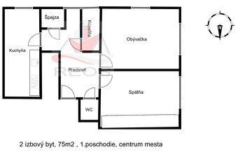 We offer for rent a large 2 bedroom apartment on the 1st floor in the historic city center at Stará Baštová Street.