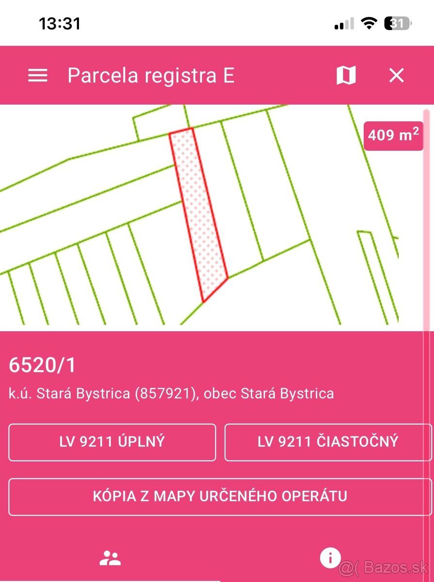 Ponúkam na predaj spoluvlastnícky podiel 1/4 na parcele regi