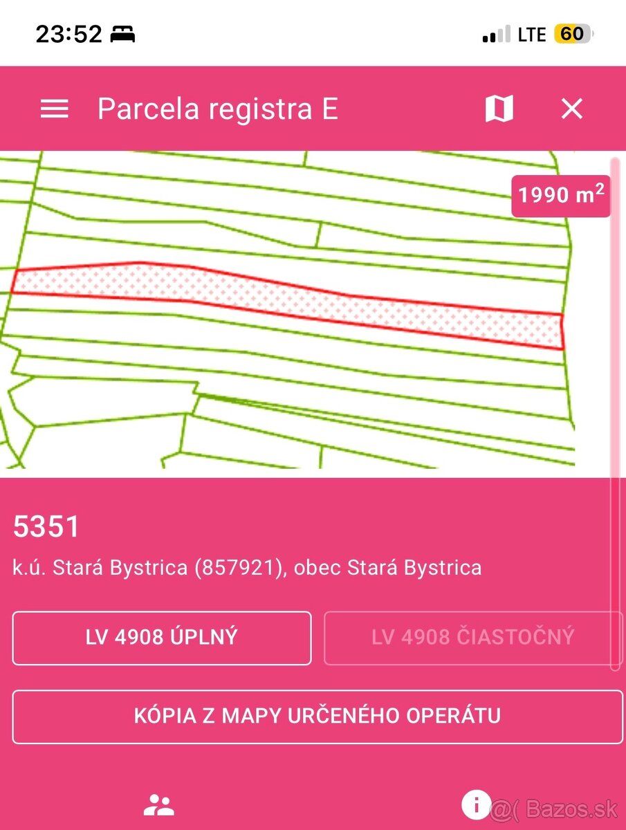 Predám spoluvlastnícky podiel na pozemku parcela registra E 