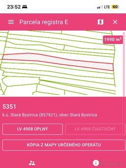 Predám spoluvlastnícky podiel na pozemku parcela registra E 