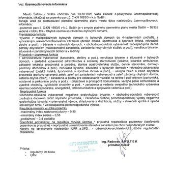 Predám pozemok v Šaštíne. Rozloha 222m2.Zastavanosť možná 77