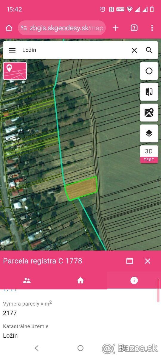 Predám pozemok v obci Lozin , vhodné na záhradku , sad.Na po