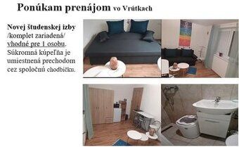 Ponúkam na dlhodobý prenájom 1 izbový byt v lokalite Vrútky 