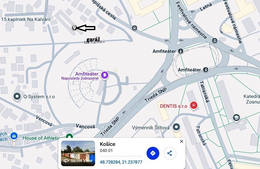 Predám garáž v Košiciach na Kalvárii - nad amfiteátrom, nie 