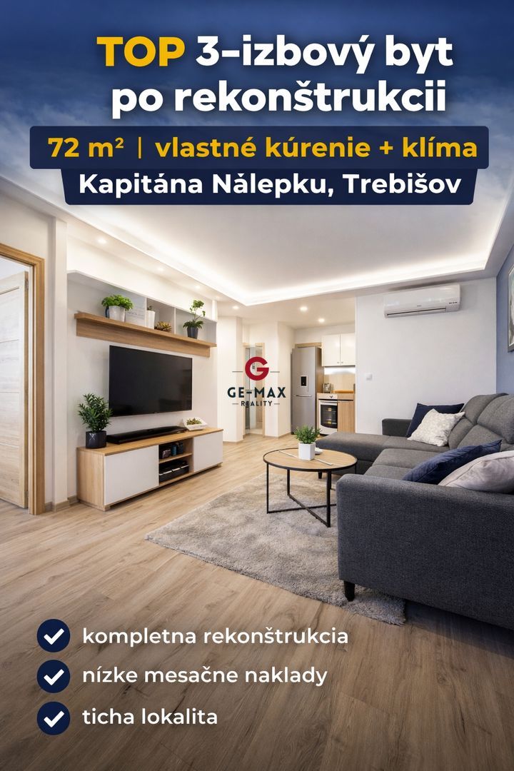 ID:417 GE-MAX Reality ponúka na predaj priestranný 3-izbový 