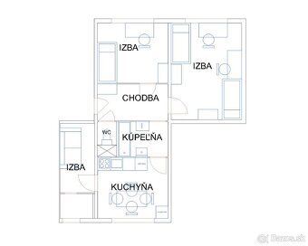 Nájem 2,5-pokojového bytu v Nitře – Chrenová, ideální pro 3