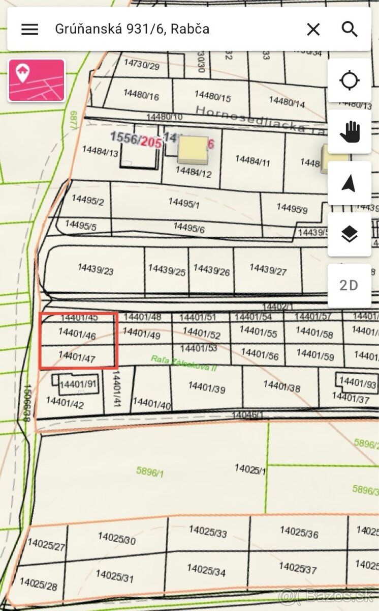 Sprzedam działkę - Rabča grúň, 856 m2 14401/45,46,47