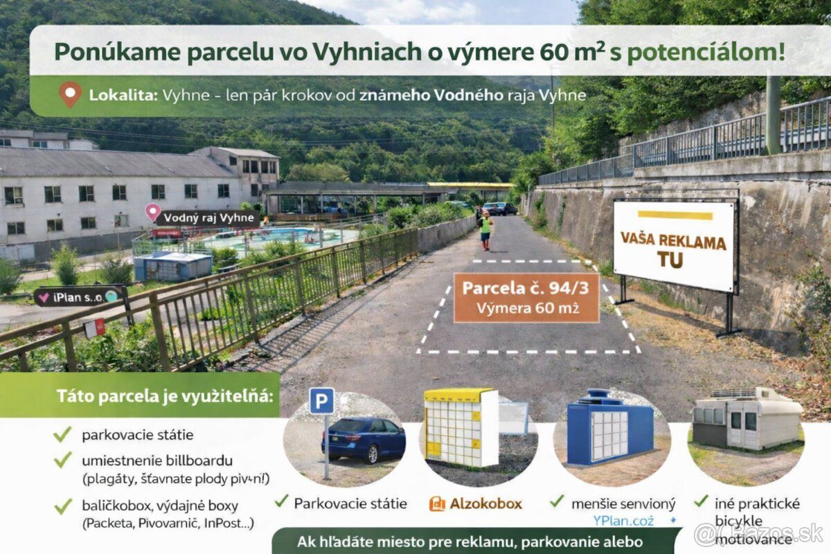 We offer land no. 94/3 in cadastral area Vyhne with an area